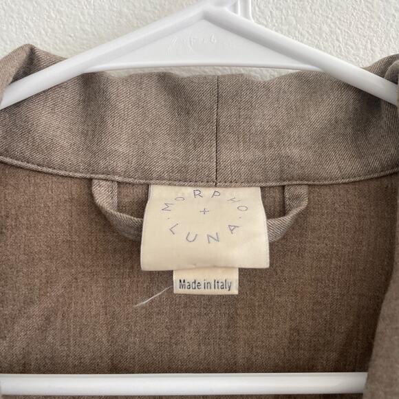 Morpho + Luna Robe Women M Alix Wool Beige Coverup Collared Pockets Quiet Luxury - Picture 7 of 7